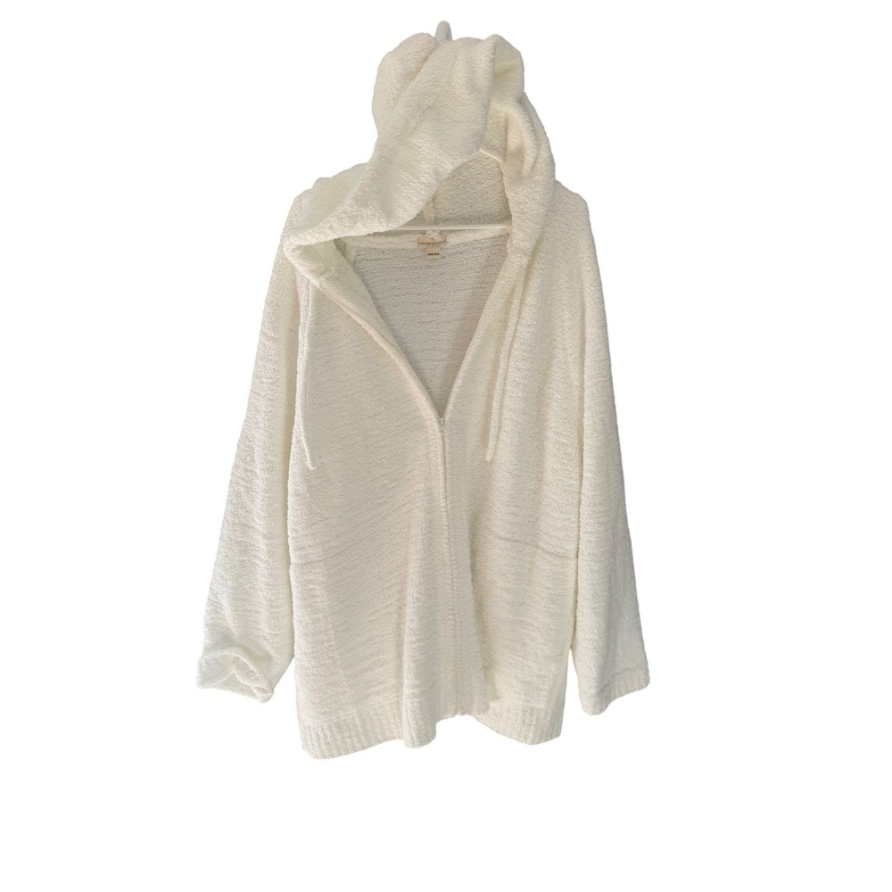 Sunday‎ Citizen White Snug Zip Hoodie Oversized Microfiber Loungewear One Size